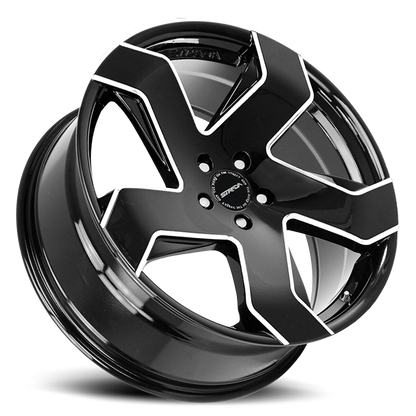 STRADA S65 COLTELLO 20X8.5 35MM 5X114.3 GLOSS BLACK MILLED EDGE | S65051435GBMLE