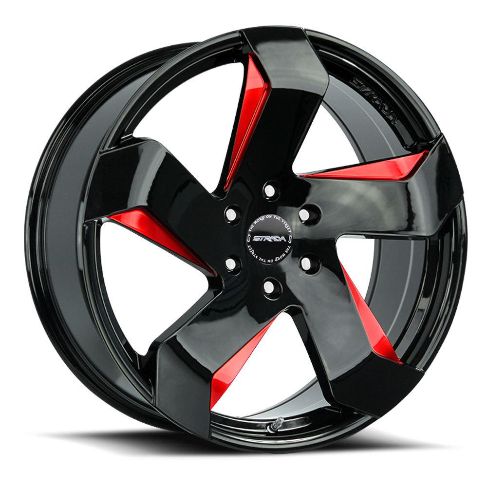 STRADA S65 COLTELLO 22X9 35MM 5X114.3 GLOSS BLACK CANDY RED MILLED | S65251435GBMLR