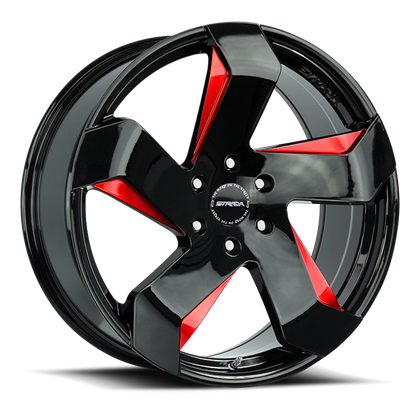 STRADA S65 COLTELLO 22X9 35MM 5X114.3 GLOSS BLACK CANDY RED MILLED | S65251435GBMLR