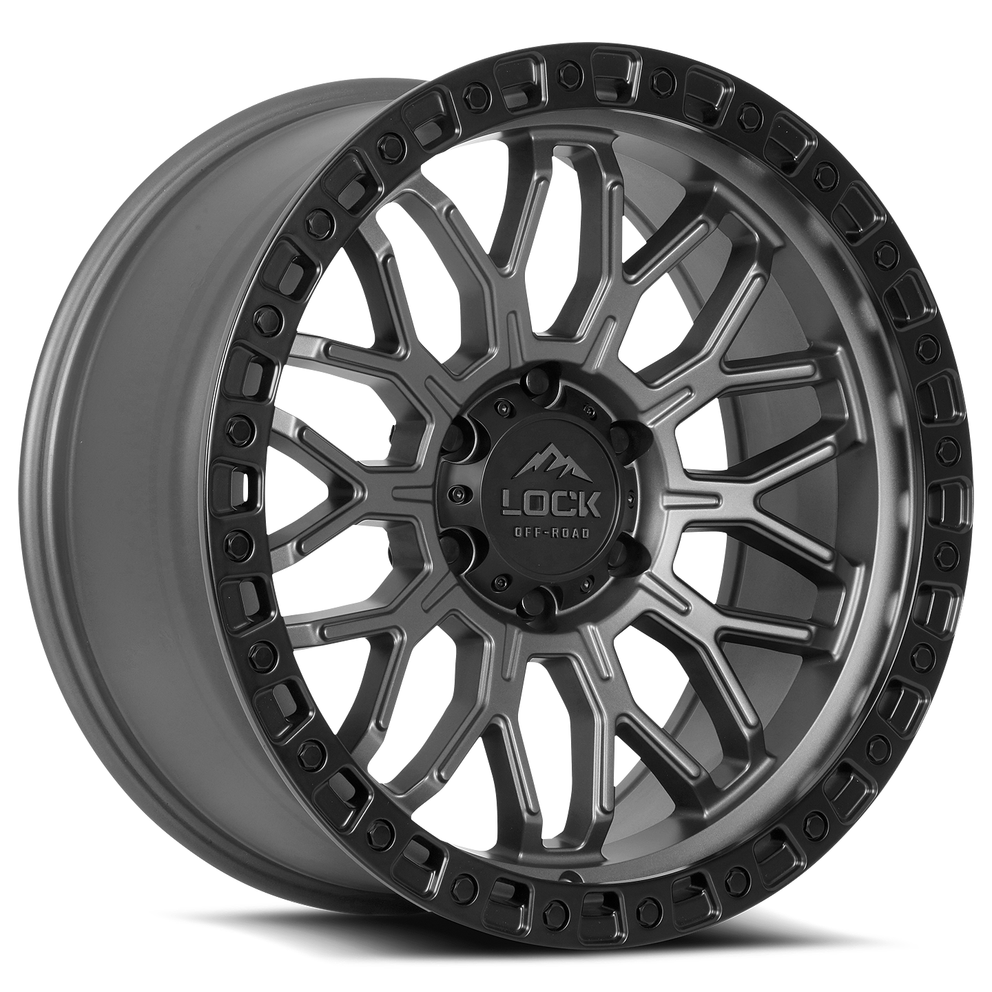 LOCK OFFROAD COMBAT 17X9 12 6X139.7 MATTE GREY W MATTE BLACK RING