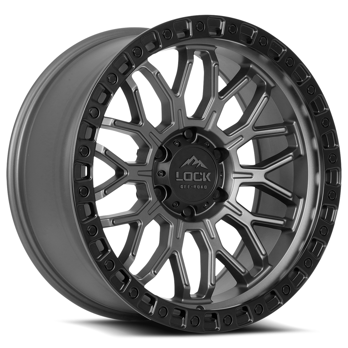 LOCK OFFROAD COMBAT 20X9 0 6X139.7 MATTE GREY W MATTE BLACK RING