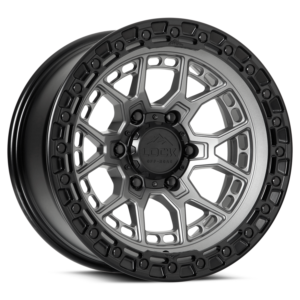 LOCK OFFROAD COMMANDO 17X9 12 5X127 MATTE GREY W MATTE BLACK RING