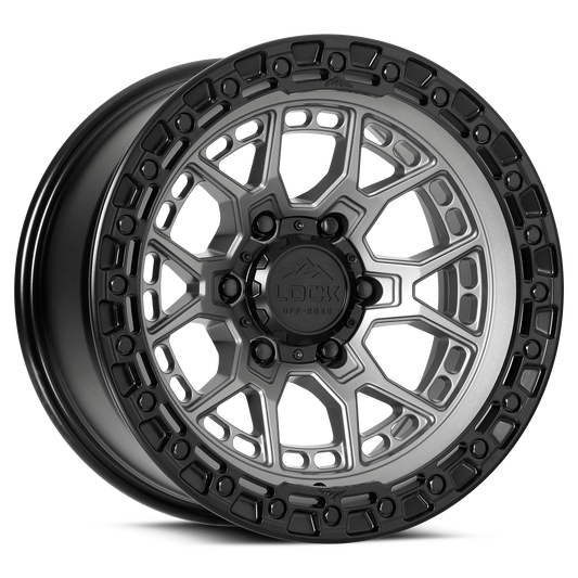 LOCK OFFROAD COMMANDO 17X9 12 6X135 MATTE GREY W MATTE BLACK RING