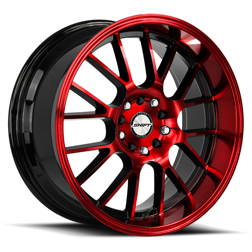 SHIFT H28 CRANK 17X7.5 30MM 5X100/5X114.3 GLOSS BLACK CANDY RED MACHINE | H28750030GBMR