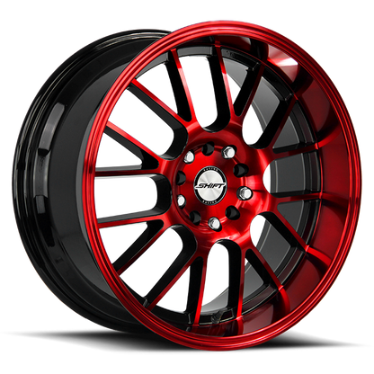 SHIFT H28 CRANK 17X7.5 30MM 5X100/5X114.3 GLOSS BLACK CANDY RED MACHINE | H28750030GBMR