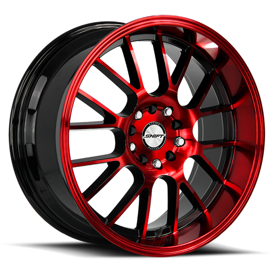SHIFT H28 CRANK 18X8.5 30MM 5X100/5X114.3 GLOSS BLACK CANDY RED MACHINE | H28850030GBMR