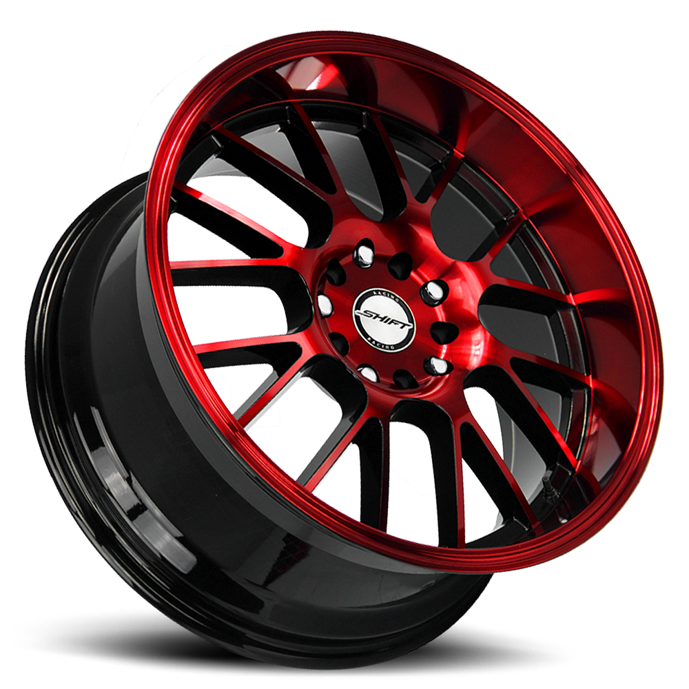 SHIFT H28 CRANK 18X8.5 30MM 5X100/5X114.3 GLOSS BLACK CANDY RED MACHINE | H28850030GBMR