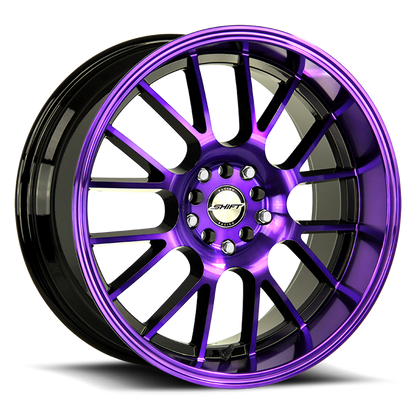 SHIFT H28 CRANK 17X7.5 30MM 5X100/5X114.3 GLOSS BLACK PURPLE MACHINED | H28750030GBMP