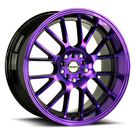 SHIFT H28 CRANK 18X8.5 30MM 5X114.3/5X120 GLOSS BLACK PURPLE MACHINED | H28850130GBMP