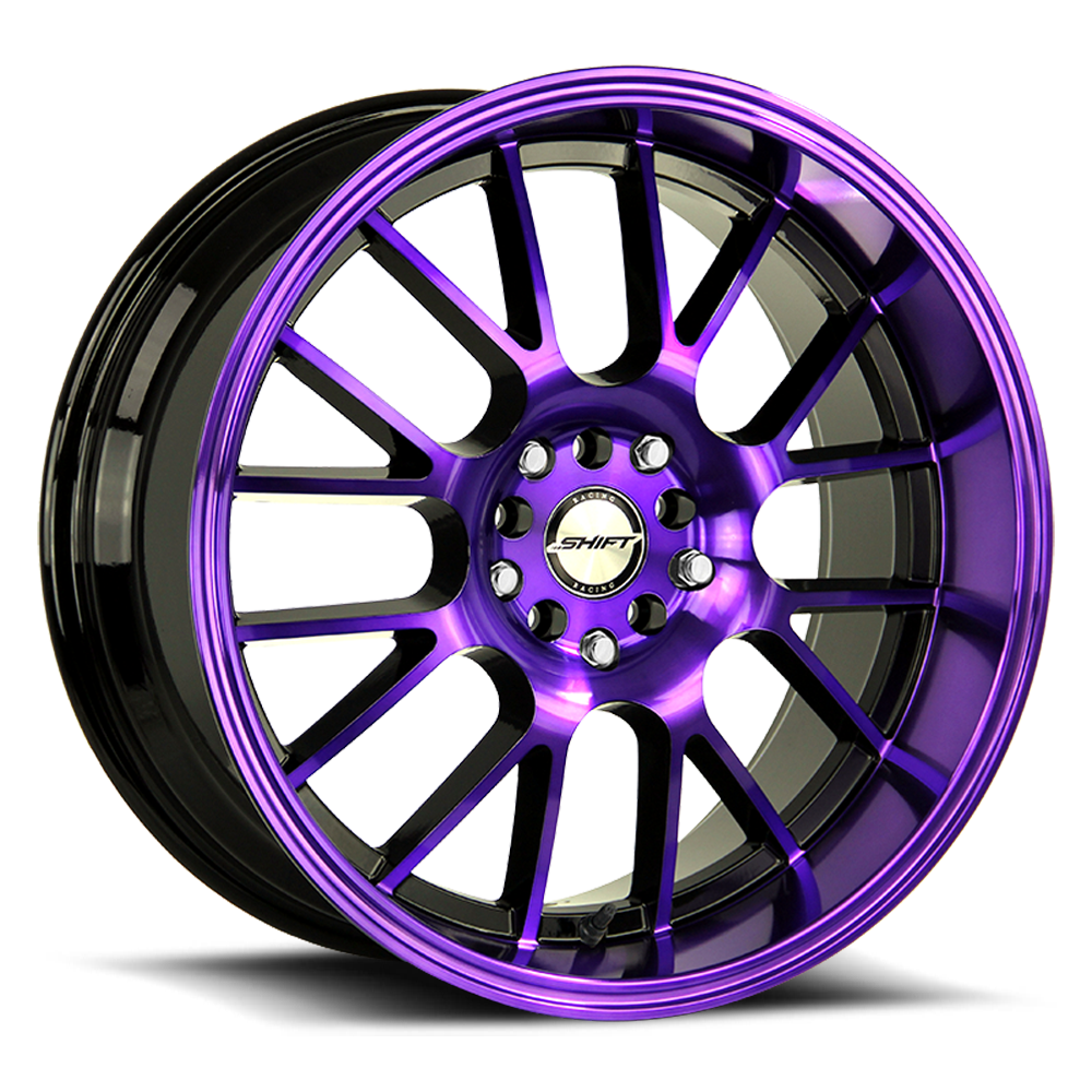 SHIFT H28 CRANK 18X8.5 30MM 5X100/5X114.3 GLOSS BLACK PURPLE MACHINED | H28850030GBMP