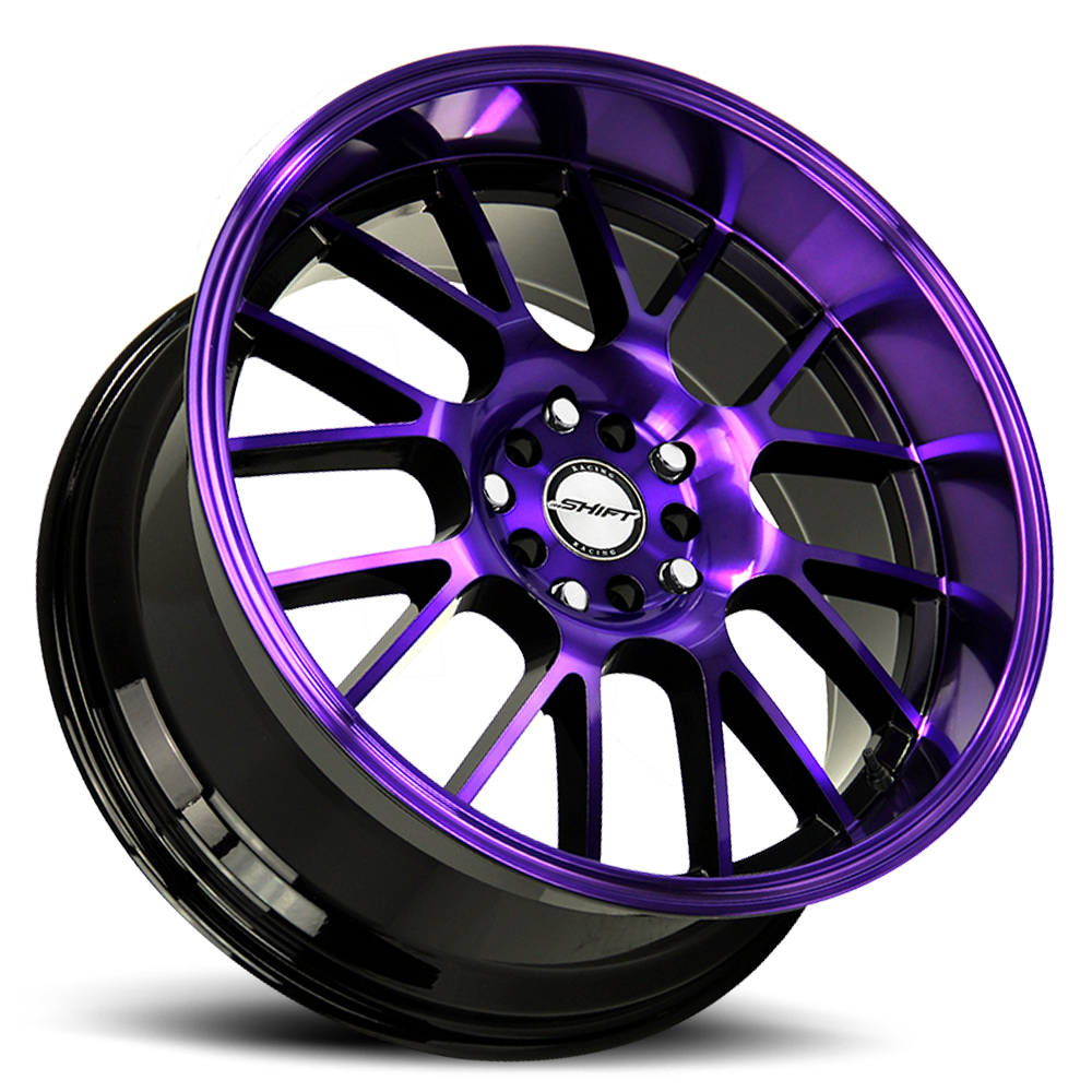 SHIFT H28 CRANK 17X7.5 30MM 5X100/5X114.3 GLOSS BLACK PURPLE MACHINED | H28750030GBMP