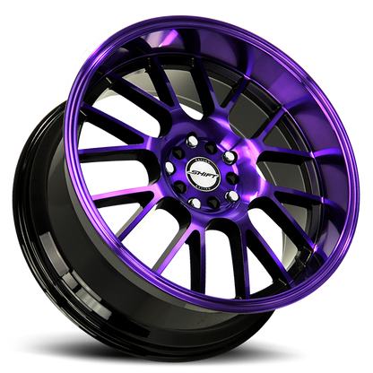 SHIFT H28 CRANK 17X7.5 30MM 5X100/5X114.3 GLOSS BLACK PURPLE MACHINED | H28750030GBMP