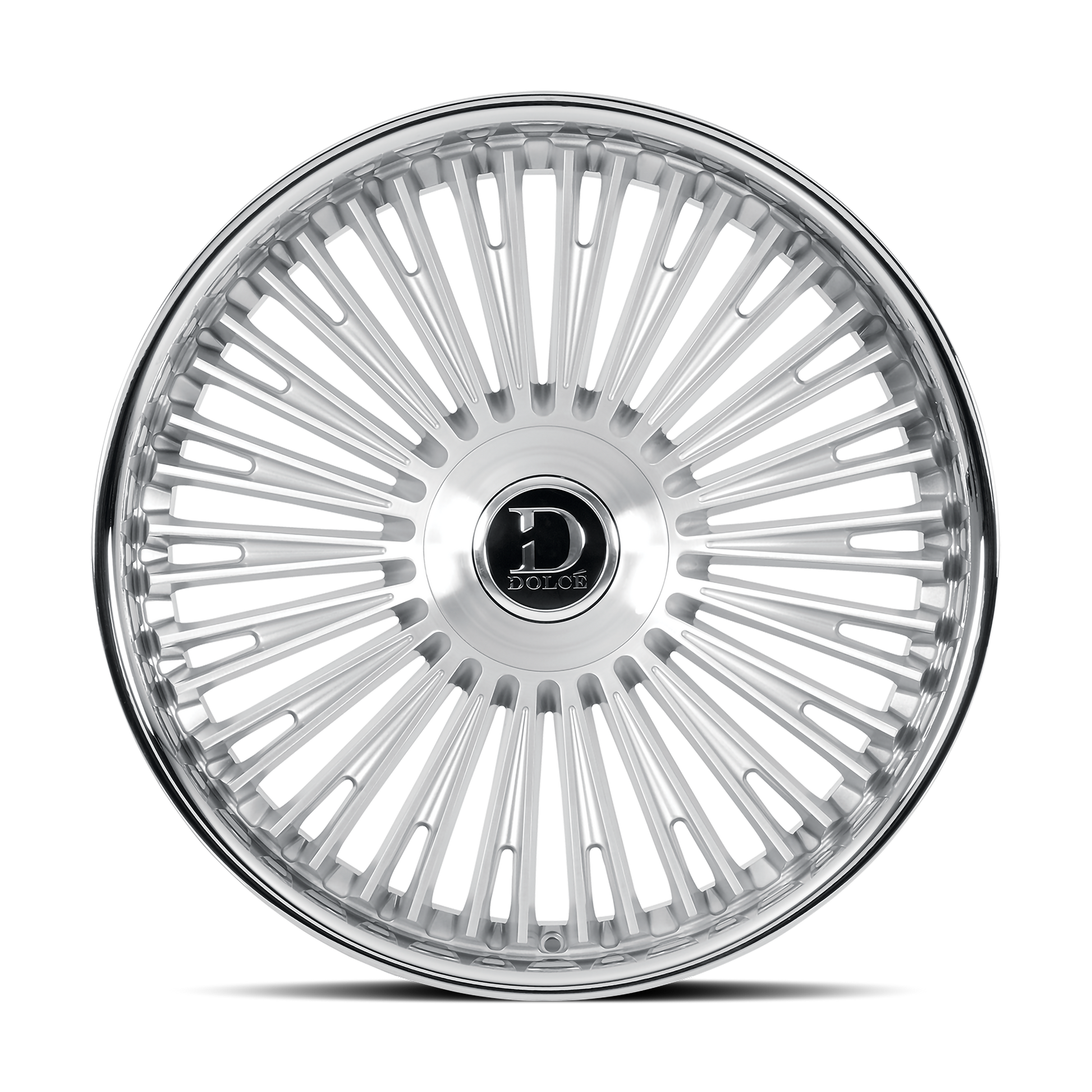 DOLCE LUXURY RAZZO 22X9.5 35 6X135/139.7 GLOSSY SLIVER BRUSH FACE STAINLESS LIP