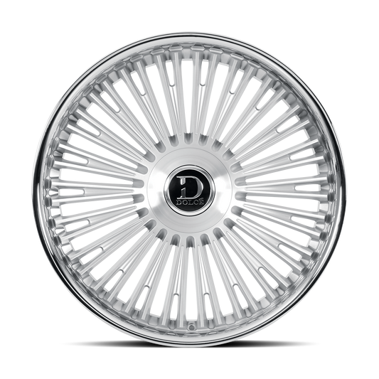 DOLCE LUXURY RAZZO 22X9.5 35 BLANK GLOSSY SLIVER BRUSH FACE STAINLESS LIP
