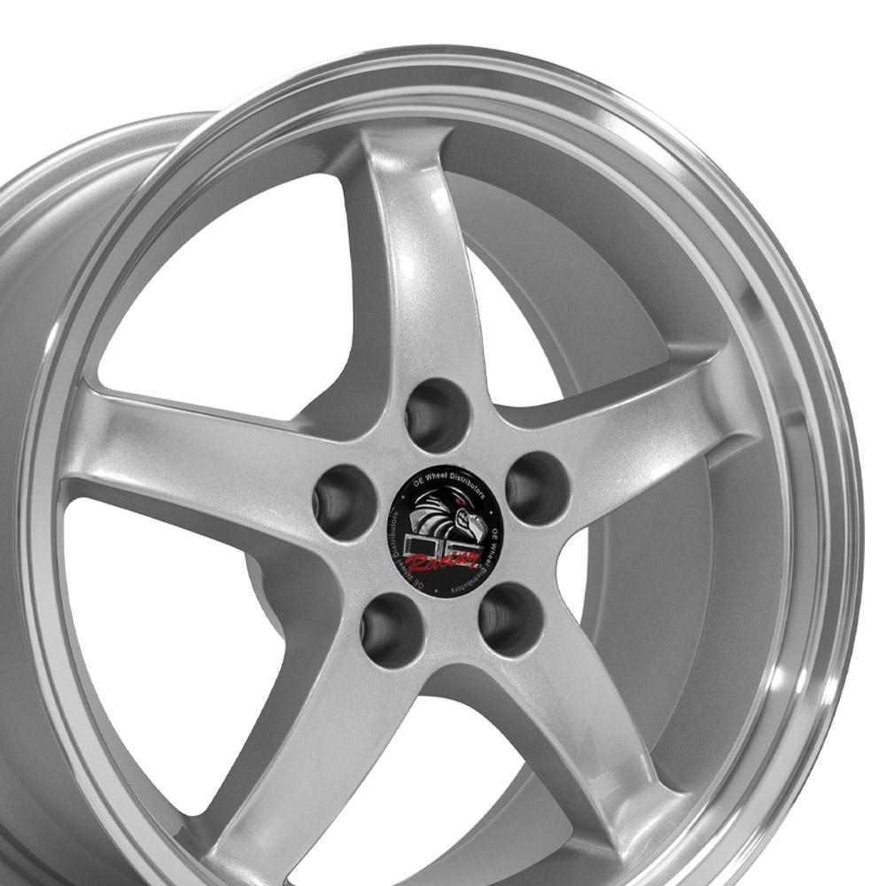 17" Replica Wheel FR04 Fits Ford Mustang Cobra 17x9 Silver Wheel