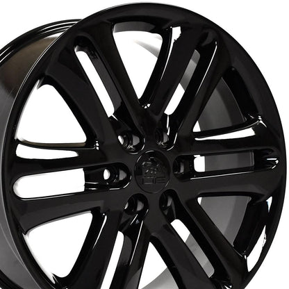 22" Replica Wheel FR76 Fits Ford F150 22x9 Gloss Black Wheel