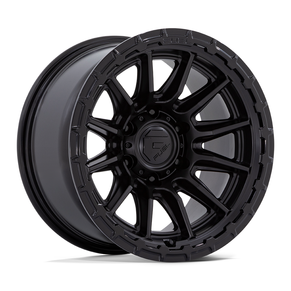 FUEL 1PC FC866 PISTON 22x9.5 20 6x139.7 BLACKOUT W/ GLOSS BLACK LIP