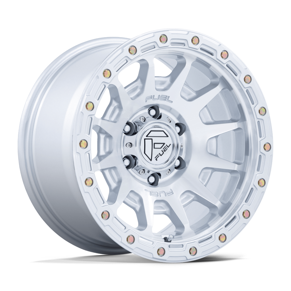 FUEL 1PC FC884 FORTRESS 17x8.5 25 6x135 GLOSS SILVER W/ MACHINED FACE