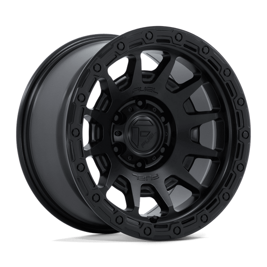 FUEL 1PC FC884 FORTRESS 17x9 -12 6x139.7 MATTE BLACK W/ GLOSS BLACK LIP