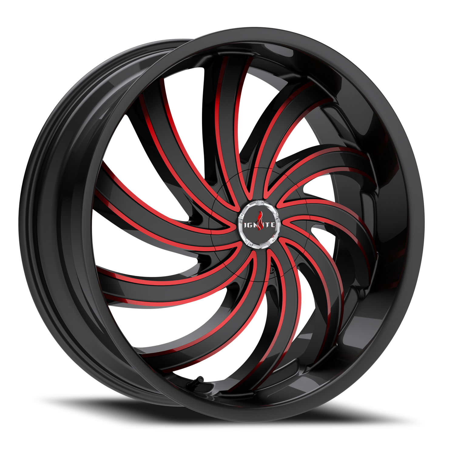 IGNITE G04 FLAME 22X8.5 35MM 5X112/5X115 GLOSS BLACK CANDY RED MILLED | G0428550235GBMLR