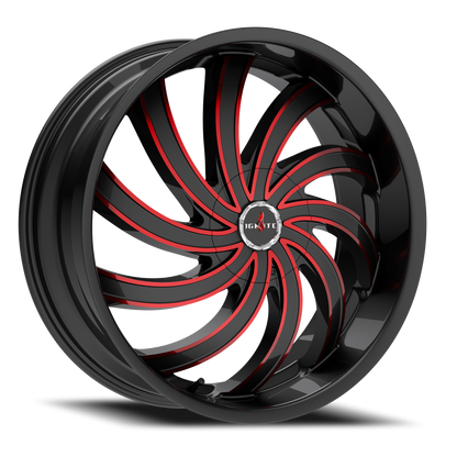 IGNITE G04 FLAME 22X8.5 35MM 5X112/5X115 GLOSS BLACK CANDY RED MILLED | G0428550235GBMLR