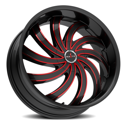 IGNITE G04 FLAME 22X9.5 24MM 6X135/6X139.7 GLOSS BLACK CANDY RED MILLED | G0429560724GBMLR