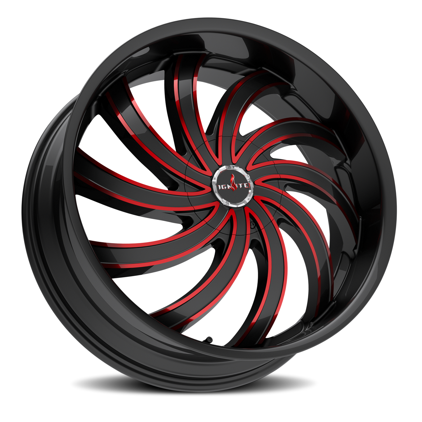 IGNITE G04 FLAME 22X8.5 35MM 5X112/5X115 GLOSS BLACK CANDY RED MILLED | G0428550235GBMLR