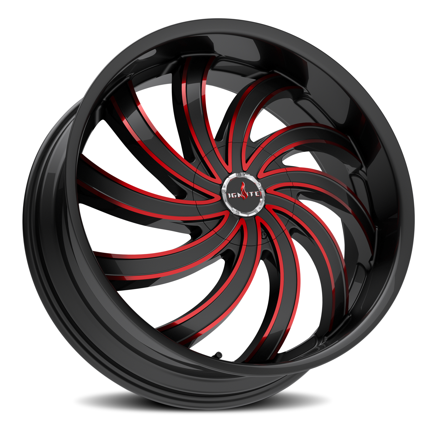 IGNITE G04 FLAME 22X8.5 35MM 5X112/5X115 GLOSS BLACK CANDY RED MILLED | G0428550235GBMLR