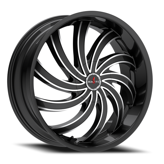 IGNITE G04 FLAME 22X9.5 15MM 5X115/5X120 GLOSS BLACK MILLED | G0429551615GBML