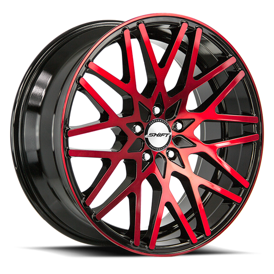 SHIFT H32 FORMULA 18X8 35MM 5X100/5X114.3 GLOSS BLACK CANDY RED MACHINE | H32850035GBMR