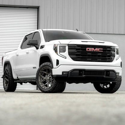 SET OF 4 WHEEL & TIRE PACKAGE | 4Play 4P55 22x10 -18 6x135/6x139.7 Gloss Black Brushed | 35x12.50R22 SureTrac Wide Climber R/T I