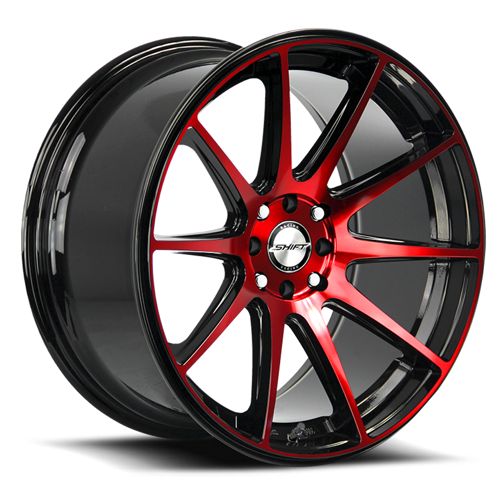 SHIFT H34 GEAR 18X9 30MM 4X100/4X114.3 GLOSS BLACK CANDY RED MACHINE | H34840030GBMR