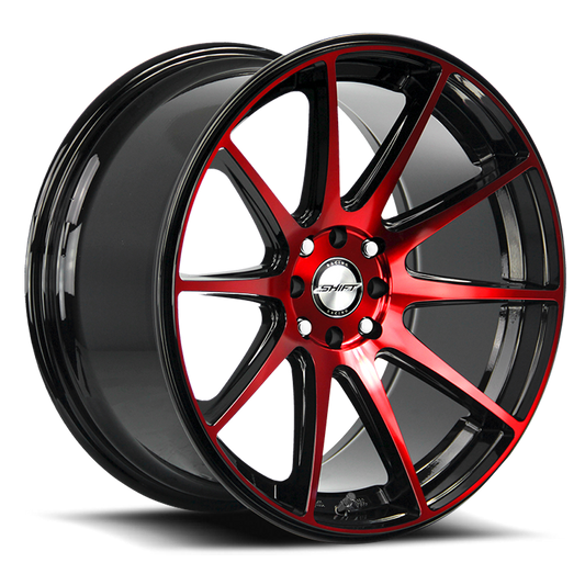 SHIFT H34 GEAR 18X9 30MM 5X114.3/5X120 GLOSS BLACK CANDY RED MACHINE | H34850130GBMR