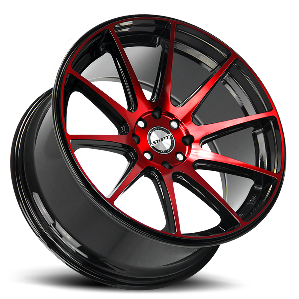 SHIFT H34 GEAR 18X9 30MM 5X100/5X114.3 GLOSS BLACK CANDY RED MACHINE | H34850030GBMR