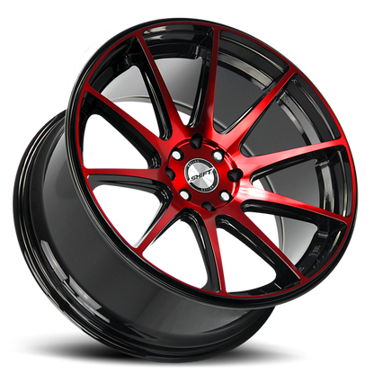 SHIFT H34 GEAR 18X9 30MM 5X100/5X114.3 GLOSS BLACK CANDY RED MACHINE | H34850030GBMR