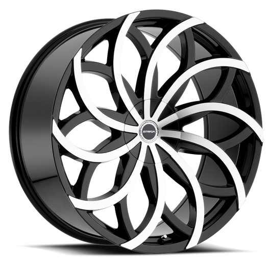 STRADA S61 HURACAN 28X10 25MM 6X135/6X139.7 GLOSS BLACK MACHINED | S61A60725GBM