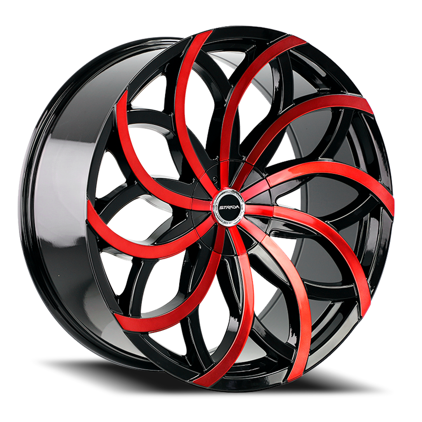 STRADA S61 HURACAN 22X9.5 15MM 5X115/5X120 GLOSS BLACK CANDY RED MACHINE | S61250115GBMR