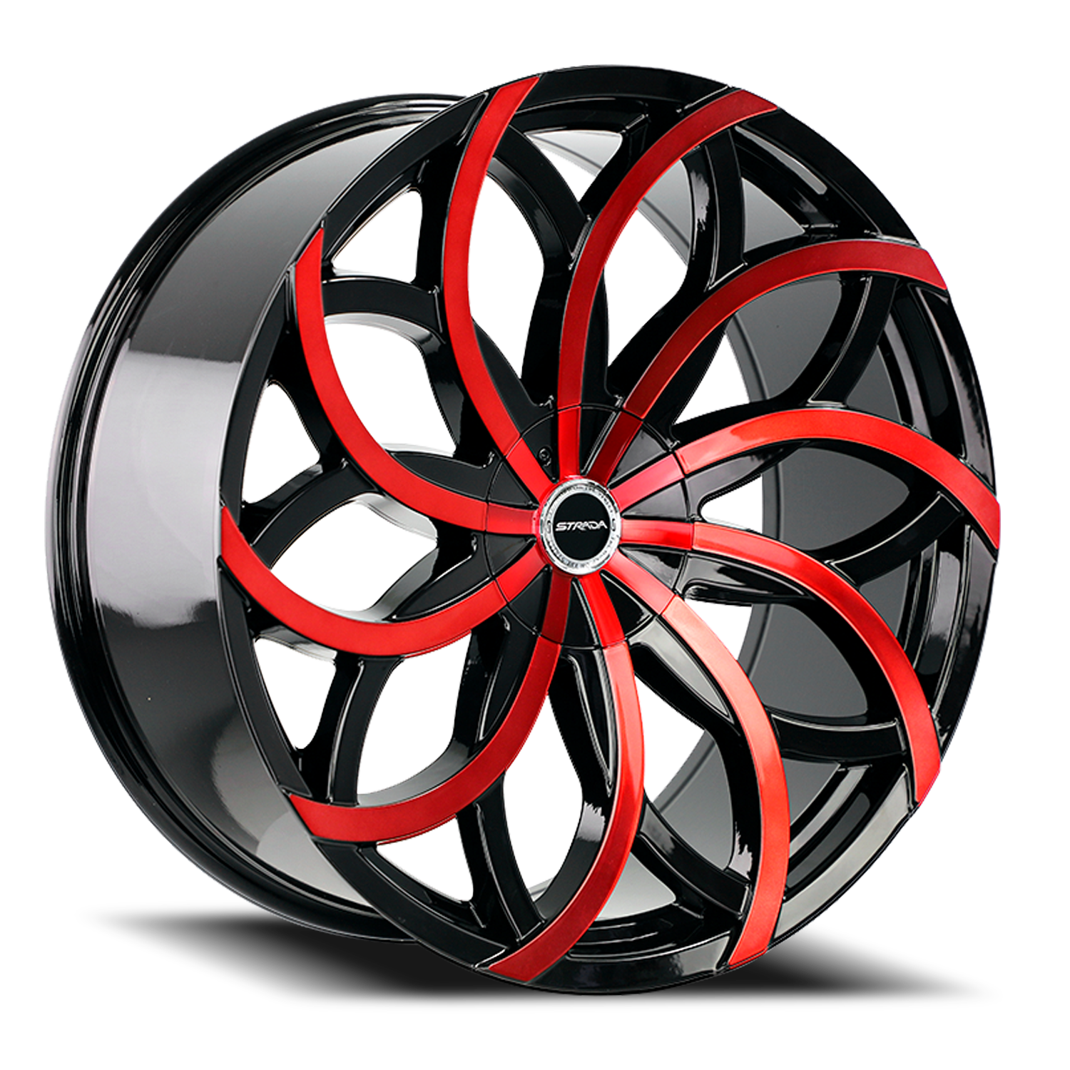 STRADA S61 HURACAN 22X9.5 15MM 5X115/5X120 GLOSS BLACK CANDY RED MACHINE | S61250115GBMR