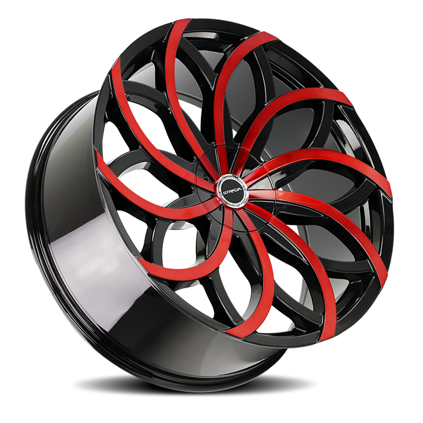 STRADA S61 HURACAN 20X8.5 15MM 5X115/5X120 GLOSS BLACK CANDY RED MACHINE | S61050115GBMR