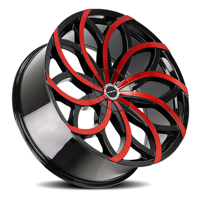 STRADA S61 HURACAN 20X8.5 15MM 5X115/5X120 GLOSS BLACK CANDY RED MACHINE | S61050115GBMR