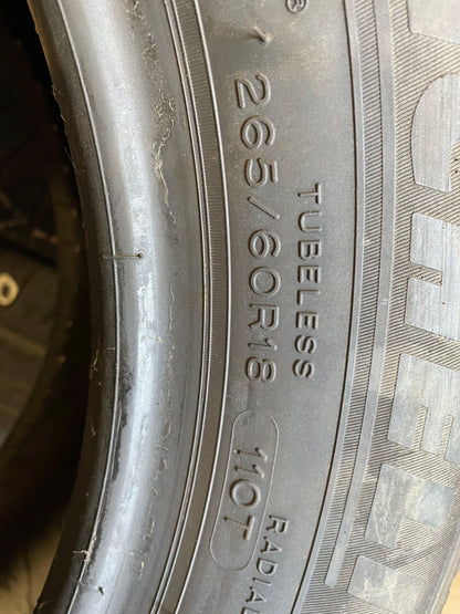 SET OF 2 265/60R18 Michelin Defender LTX M/S 110T XL - Used Tires