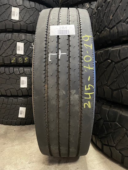 SINGLE 245/70R19.5 Bridgstone R225/Regroovable G - Used Tires