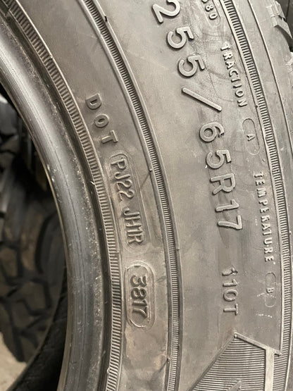SINGLE 255/65R17 Goodyear Wrangler Fortitude HT 110 T 2337LBS - Used Tires