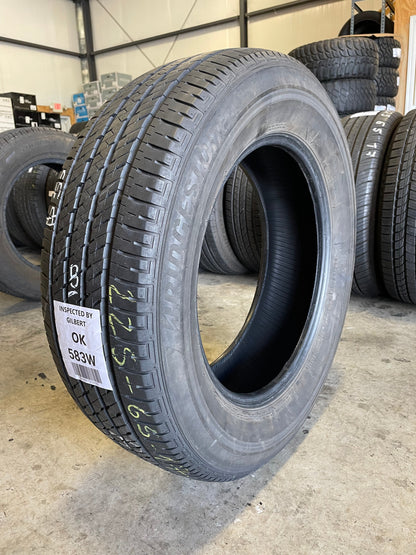 SINGLE 225/65R17 Bridgestone Ecopia H/L 422 Plus 102H SL - Used Tires