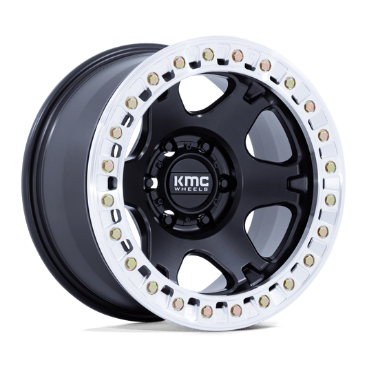 KMC KM238 VI BEADLOCK 17x9 -38 5x127 SATIN BLACK W/ MACHINED RING