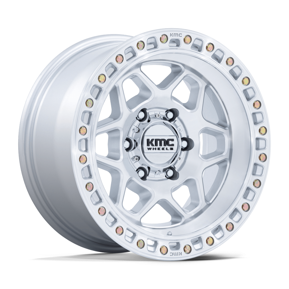 KMC KM553 TORX 17x9 -12 5x127 GLOSS SILVER W/ MACHINED FACE