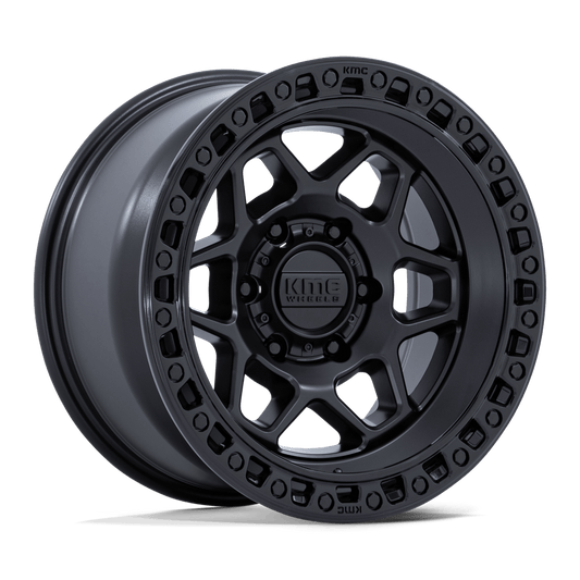 KMC KM553 TORX 17x9 -12 6x139.7 MATTE BLACK W/ GLOSS BLACK LIP