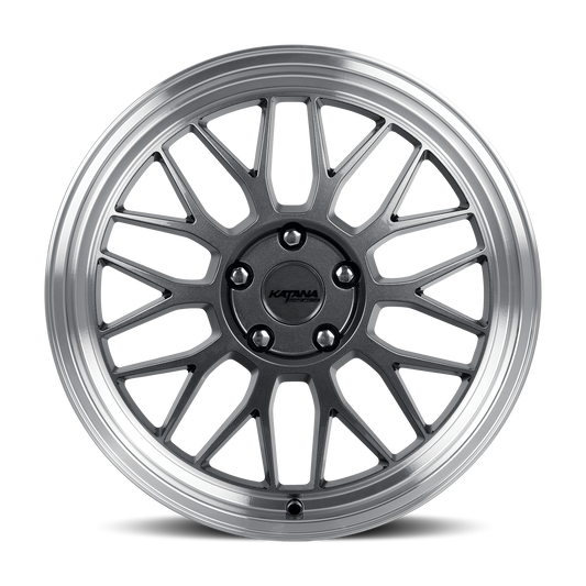 KATANA RACING KR06 18X8 40 5X114.3 GLOSSY GUN METAL MACHINE LIP