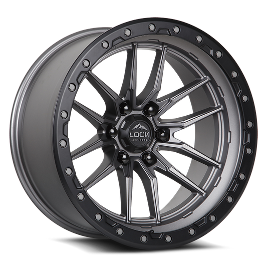 LOCK OFFROAD KRAWLER 17X9 12 6X135 MATTE GREY W MATTE BLACK RING