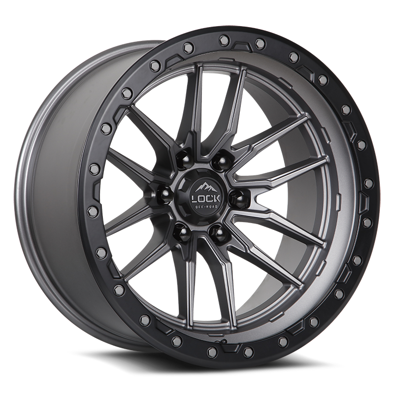 LOCK OFFROAD KRAWLER 20X9 20 8X180 MATTE GREY W MATTE BLACK RING